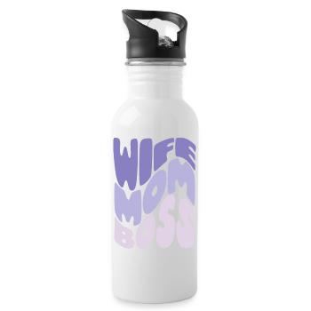 Wife, mom, boss – tribute to mom - Water bottle with straw - white - Right