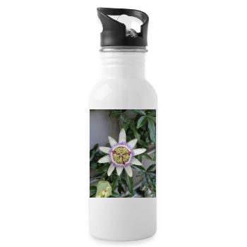 Passion Fruit Flower Passiflora - Water bottle with straw - white - Right