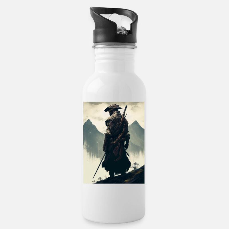 Samourai des montagnes - Gourde avec paille intégrée - blanc