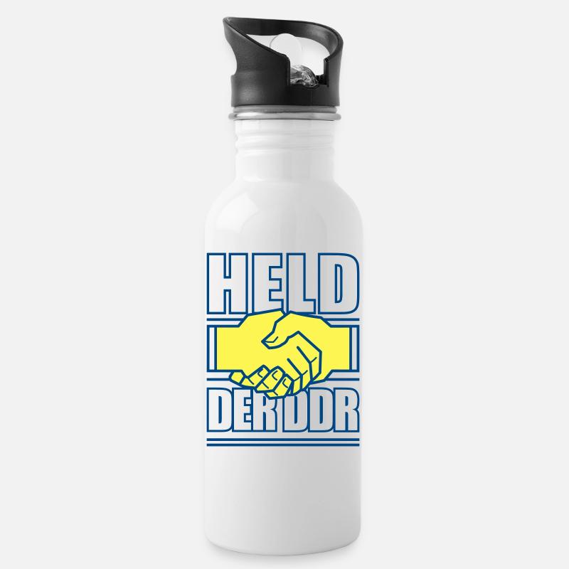 Held der DDR - Trinkflasche mit integriertem Trinkhalm - Weiß