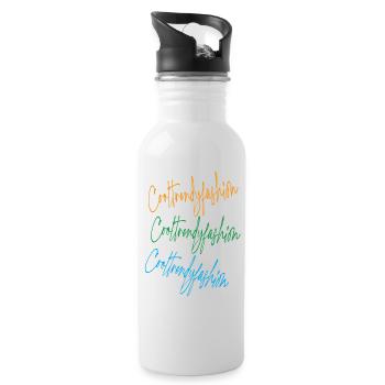 Cooltrendyfashion - Trinkflasche mit integriertem Trinkhalm - Weiß - Rechts