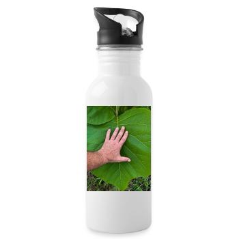 Die Hand am Leben - Trinkflasche mit integriertem Trinkhalm - Weiß - Rechts