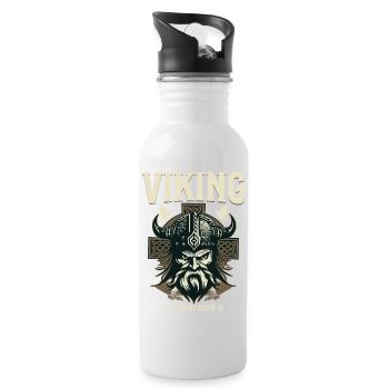 Viking - Son of Odin Design - Water bottle with straw - white - Right