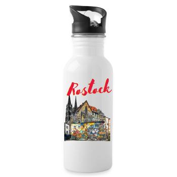 Rostock City, Germany, Graffiti, Street art, cool - Water bottle with straw - white - Right