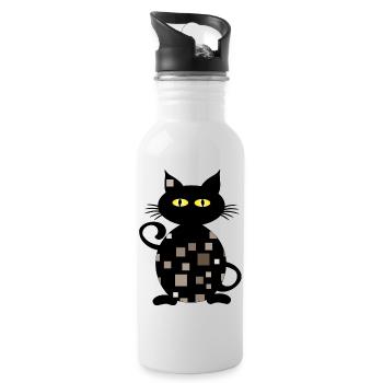 Chat - Gourde avec paille intégrée - blanc - Droite