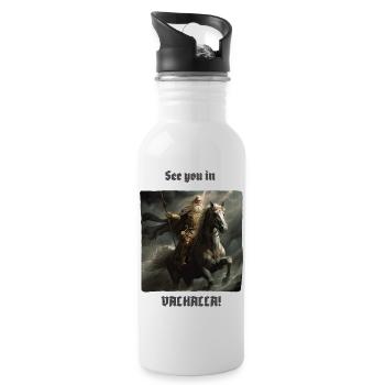 Odin on Warhorse: See you in Valhalla! - Water bottle with straw - white - Right
