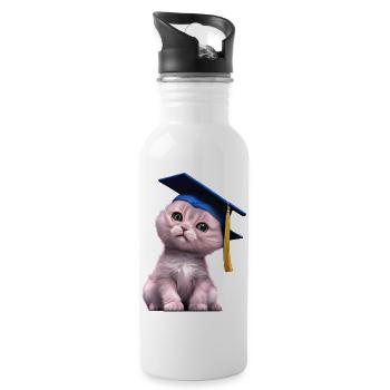 Bachelor Cat School Leaving Certificate Studies Diplômé - Gourde avec paille intégrée - blanc - Droite
