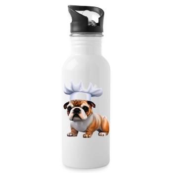 Bulldog, Dogs, Dog Owners, Restaurateur, Dog, Cooks - Water bottle with straw - white - Right