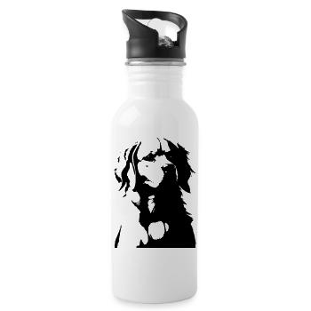 Golden Retriever - Trinkflasche mit integriertem Trinkhalm - Weiß - Rechts