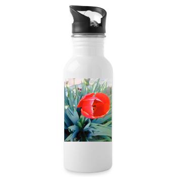 Mein Design - Trinkflasche mit integriertem Trinkhalm - Weiß - Rechts
