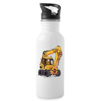 Grande pelleteuse jaune - Gourde avec paille intégrée - blanc - Droite