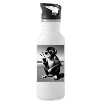 Cool beach monkey - Trinkflasche mit integriertem Trinkhalm - Weiß - Rechts