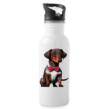 Chiot teckel Teckel avec nœud papillon Dog Dogs - Gourde avec paille intégrée - blanc - Droite