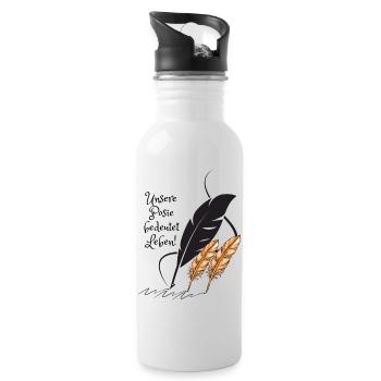 Unsere Poesie bedeutet Leben - Trinkflasche mit integriertem Trinkhalm - Weiß - Rechts