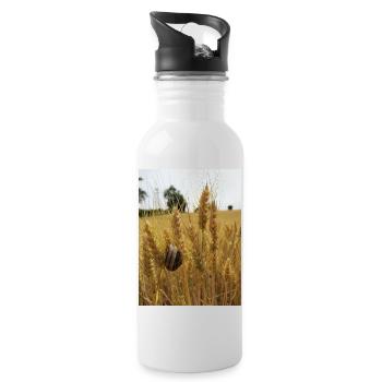 Snail on wheat - Water bottle with straw - white - Right