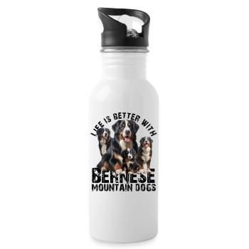 Berner Sennenhund - Trinkflasche mit integriertem Trinkhalm - Weiß - Rechts