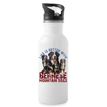 Berner Sennenhund - Trinkflasche mit integriertem Trinkhalm - Weiß - Rechts