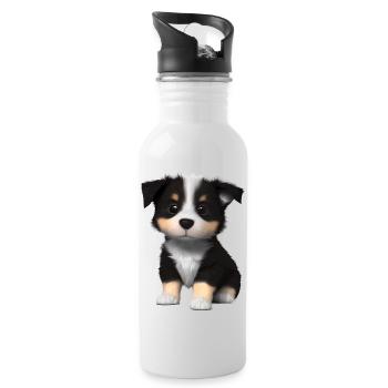 Chiot Berger Australien Propriétaire Chien - Gourde avec paille intégrée - blanc - Droite
