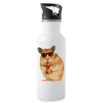 Hamster Pizza Sunglasses - Water bottle with straw - white - Right