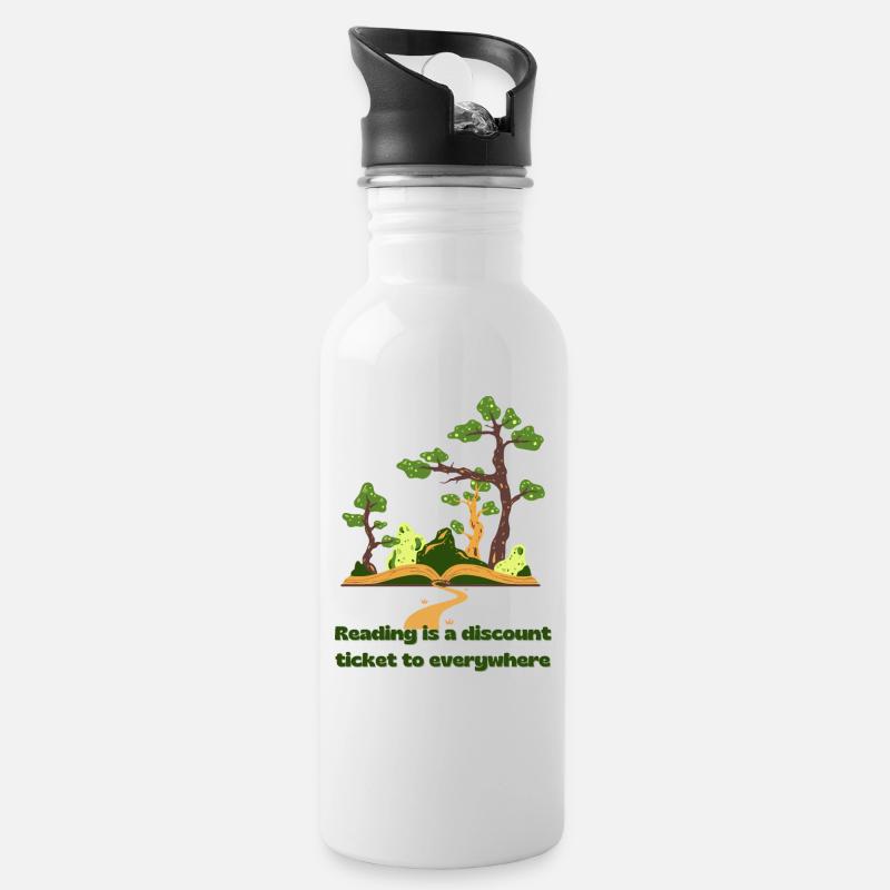 Reading is a discount ticket to everywhere - Gourde avec paille intégrée - blanc