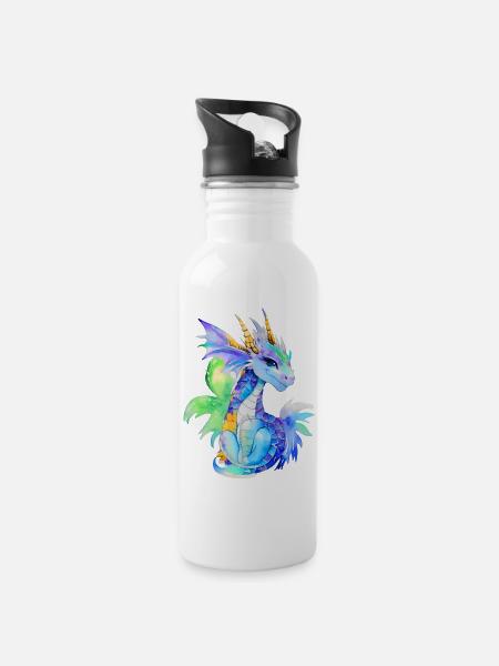 Little Dragon - Water bottle with straw - white