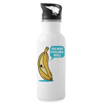 Ich schäle mich nicht gut | Banane, lustige Bilder - Trinkflasche mit integriertem Trinkhalm - Weiß - Rechts