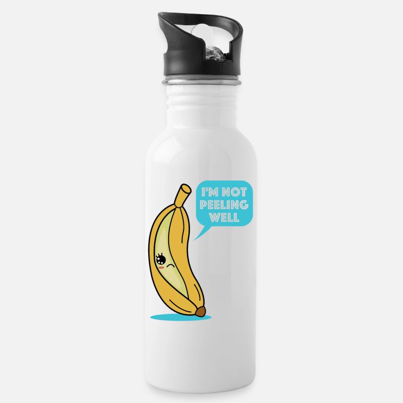 Ich schäle mich nicht gut | Banane, lustige Bilder - Trinkflasche mit integriertem Trinkhalm - Weiß