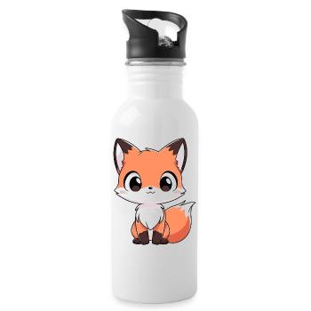 Fox Forest Animals Love Comic Nature Animal Child Baby - Water bottle with straw - white - Right