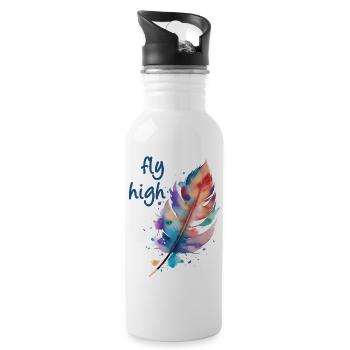 fly high - Water bottle with straw - white - Right