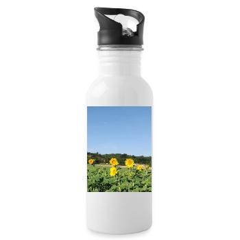 Tournesols et lune matinale - Gourde avec paille intégrée - blanc - Droite