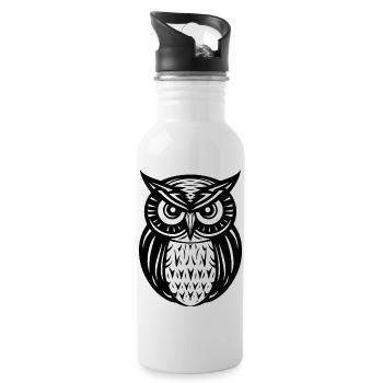 Owl Owl Bird Birds - Water bottle with straw - white - Right