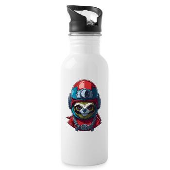 Süßes Faultier mit Helm Biker Motorradhelm - Trinkflasche mit integriertem Trinkhalm - Weiß - Rechts