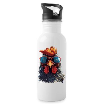 Drôle de poulet avec des lunettes de soleil - Gourde avec paille intégrée - blanc - Droite
