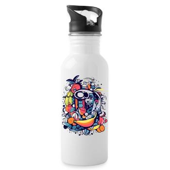 Axos, der Gott der Früchte - Trinkflasche mit integriertem Trinkhalm - Weiß - Rechts