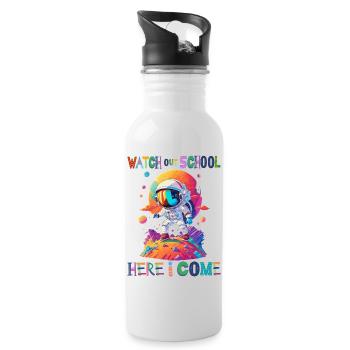 Watch out school - here I come / Astronaut boy - Water bottle with straw - white - Right