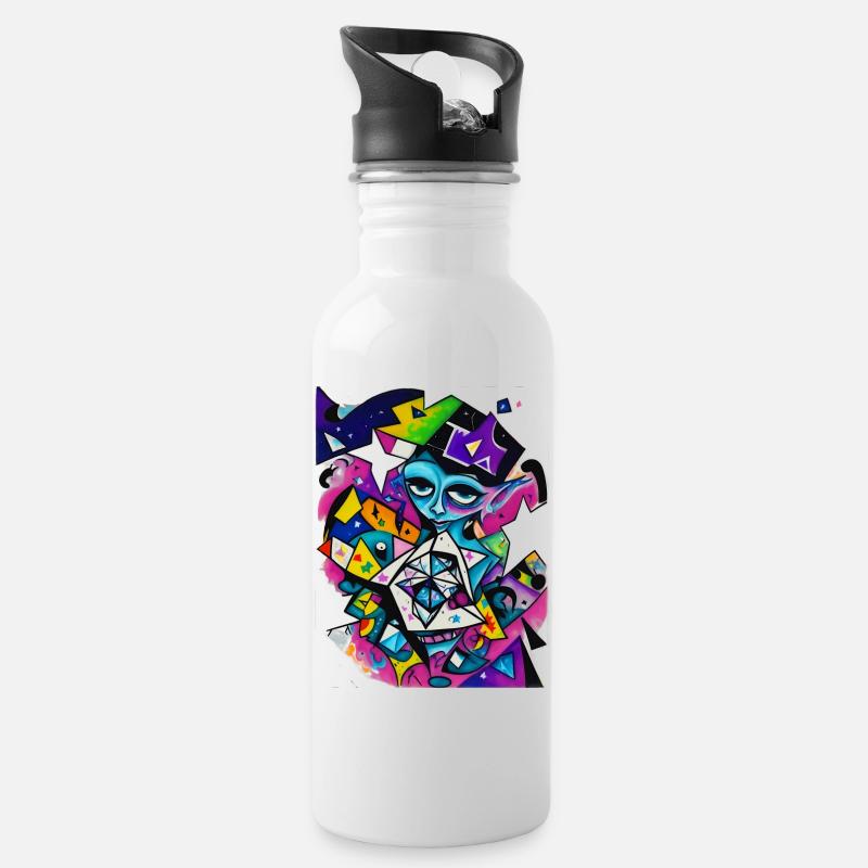 Graffiti - Water bottle with straw - white