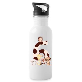 6th Anniversary - Sixth Anniversary Animals - Water bottle with straw - white - Right