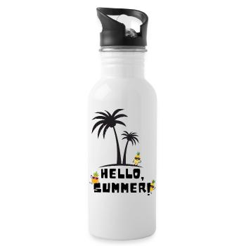 Hello summer - Water bottle with straw - white - Right