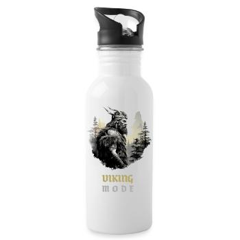 Wikinger schaut in die Ferne „Viking Mode“ - Trinkflasche mit integriertem Trinkhalm - Weiß - Rechts
