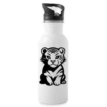 Tiger Big Cat - Water bottle with straw - white - Right