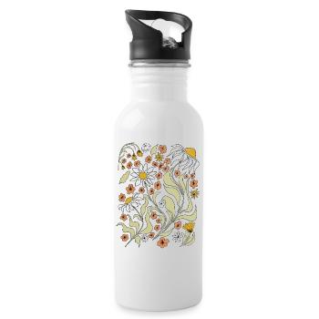Boho Wildflower Tshirt femme, Vintage Wildflower - Gourde avec paille intégrée - blanc - Droite