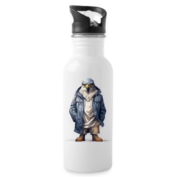 Hawk Graffiti. Predatory street style. - Water bottle with straw - white - Right