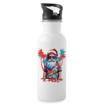 Cool Santa Claus - Water bottle with straw - white - Right