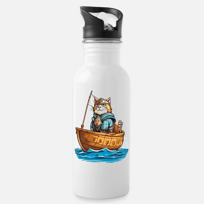 Chat Viking 1 - Gourde avec paille intégrée - blanc