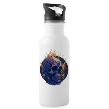 Fire skull - Water bottle with straw - white - Right
