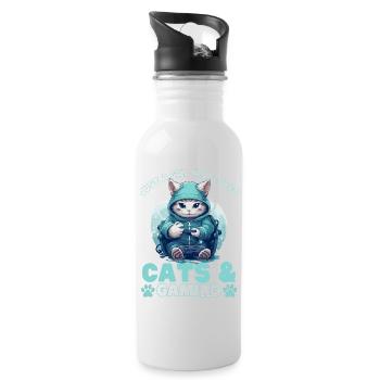 Just a Girl who Loves Cats and Gaming / Cute Cat - Water bottle with straw - white - Right
