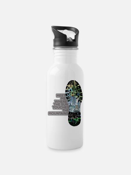 Bergwanderungen - Trinkflasche mit integriertem Trinkhalm - Weiß