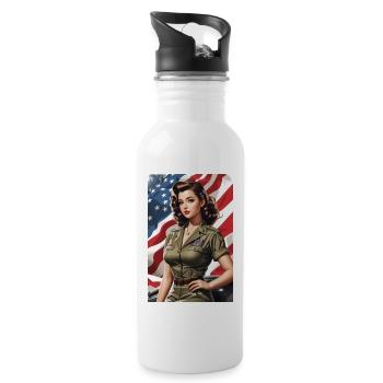 Pinup - Trinkflasche mit integriertem Trinkhalm - Weiß - Rechts