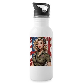 Pinup - Trinkflasche mit integriertem Trinkhalm - Weiß - Rechts