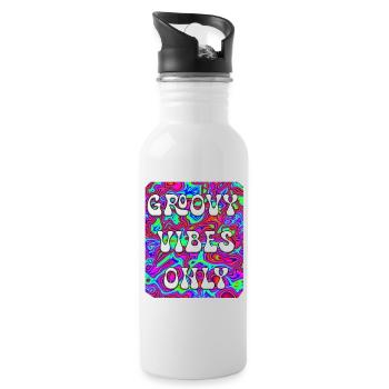 Groovy Vibes Only - Water bottle with straw - white - Right